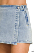 Zenana Wrap Front Denim Skort
